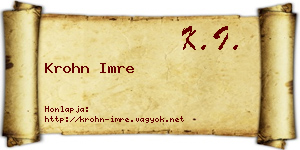 Krohn Imre névjegykártya
